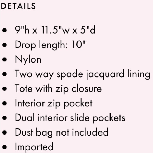 NWT Kate spade nylon top zip tote - Picture 5 of 10